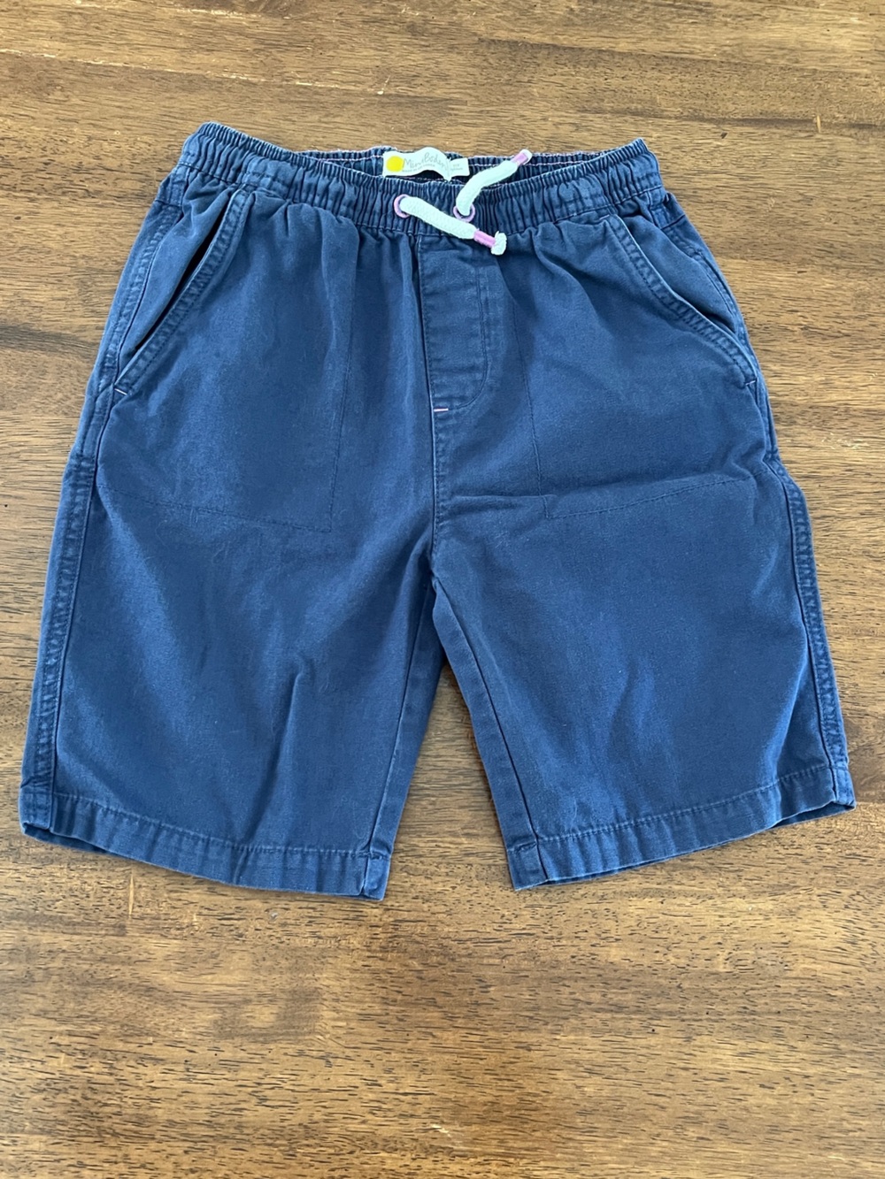 Mini Boden Kids Cotton Navy Elastic-Waist Shorts with Drawstring